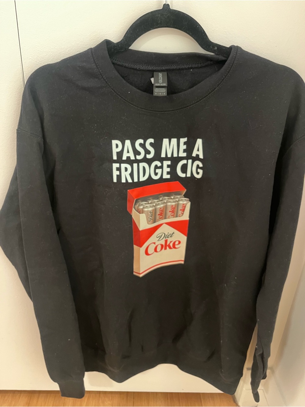 Gildan Black Crewneck Sweatshirt with Red & White Diet Coke Graphic